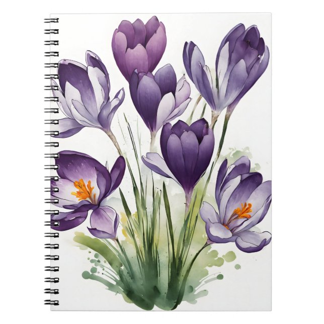 Cuaderno Crocus - Flores de acuarela (Frente)