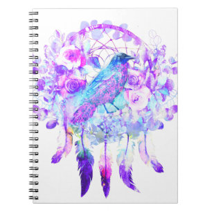 Cuaderno Crow Dreamcatcher Blue Purple Floral
