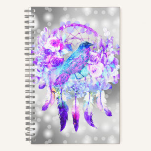 Cuaderno Crow Dreamcatcher Blue Purple Floral