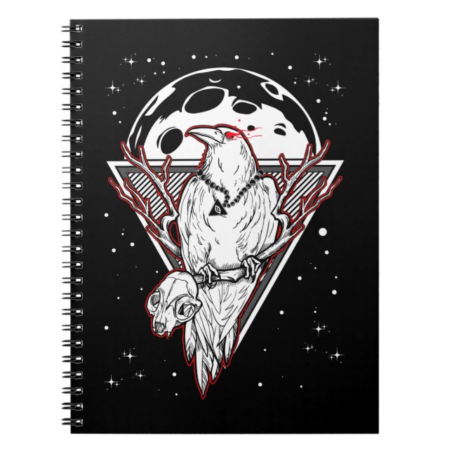 Cuaderno Crow gótico Creepy Moon Witcher Bird (Frente)