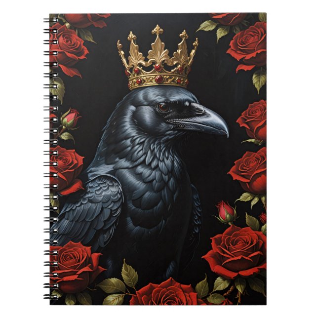 Cuaderno Crow in a Gold Crown Ruby Red Roses (Frente)