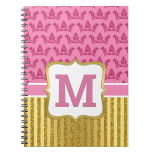 Cuaderno Crownes de la princesa rosa bonito y bandas de Pur