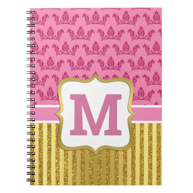 Cuaderno Crownes de la princesa rosa bonito y bandas de Pur (Frente)