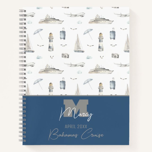 Cuaderno Crucero de viaje personalizado y portátil de vela (Anverso)