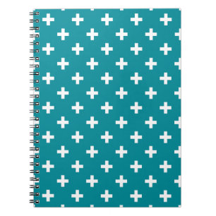 Cuaderno Cruces de polka blanca en verde azulado