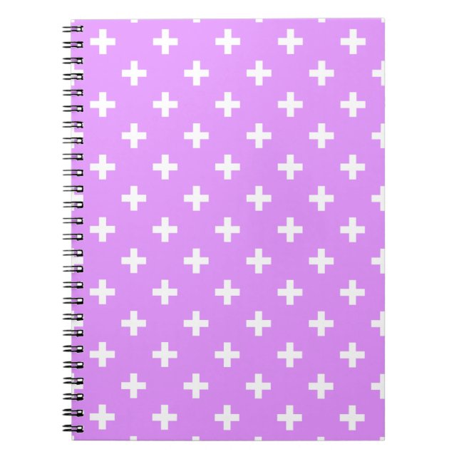 Cuaderno Cruces de polka blanca sobre lila (Frente)