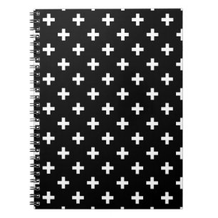 Cuaderno Cruces de polka blanca sobre negro
