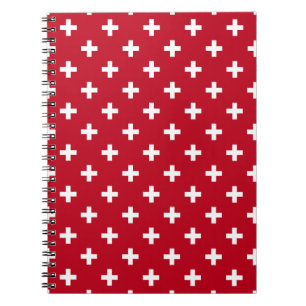 Cuaderno Cruces de polka blanca sobre rojo