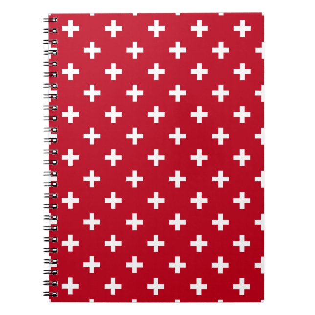 Cuaderno Cruces de polka blanca sobre rojo (Frente)