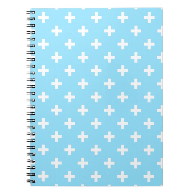 Cuaderno Cruces de polka blanco sobre azul bebé (Frente)