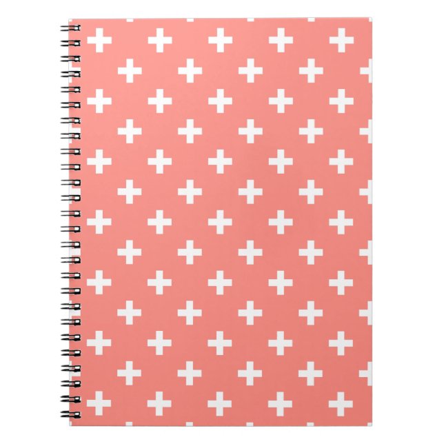 Cuaderno Cruces de polka blanco sobre melocotón (Frente)