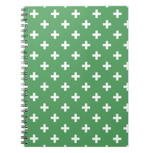 Cuaderno Cruces de polka blanco sobre verde