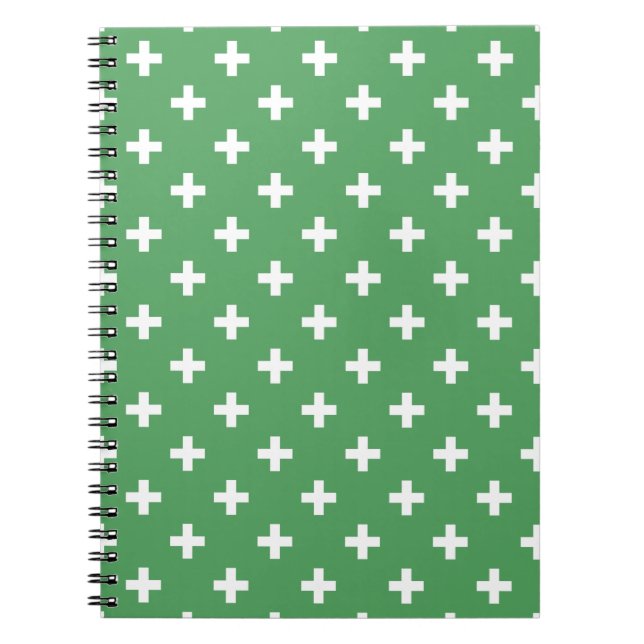 Cuaderno Cruces de polka blanco sobre verde (Frente)