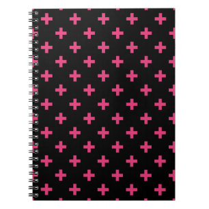 Cuaderno Cruces de polka de Fuchsia sobre negro