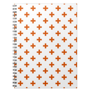 Cuaderno Cruces de polka naranja sobre blanco