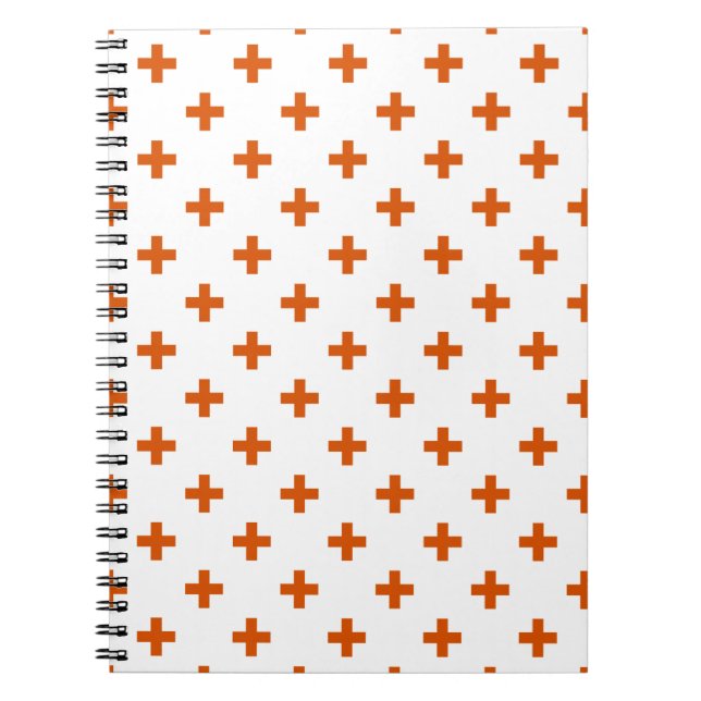 Cuaderno Cruces de polka naranja sobre blanco (Frente)