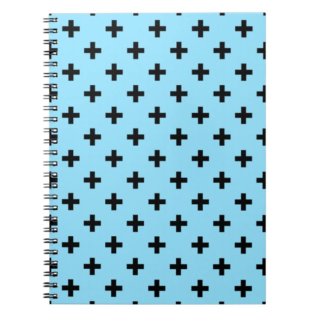 Cuaderno Cruces de polka negra en azul bebé (Frente)