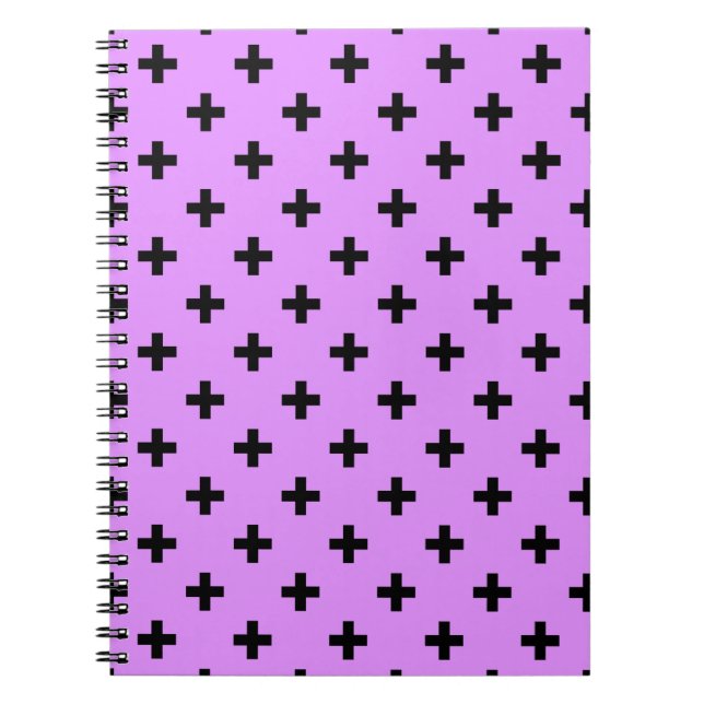 Cuaderno Cruces de polka negra sobre lila (Frente)