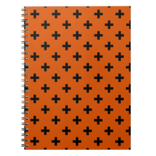 Cuaderno Cruces de polka negra sobre naranja