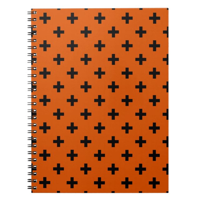 Cuaderno Cruces de polka negra sobre naranja (Frente)