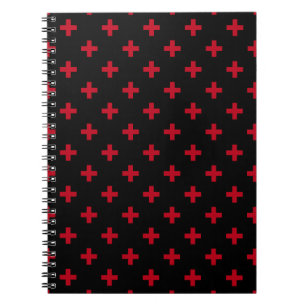 Cuaderno Cruces de polka roja sobre negro