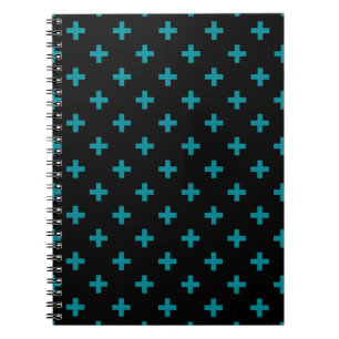 Cuaderno Cruces de polka verde azulada sobre negro