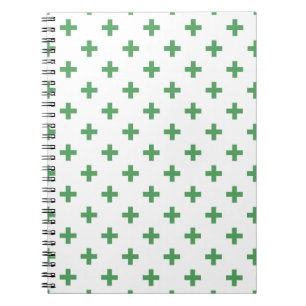 Cuaderno Cruces de polka verde sobre blanco