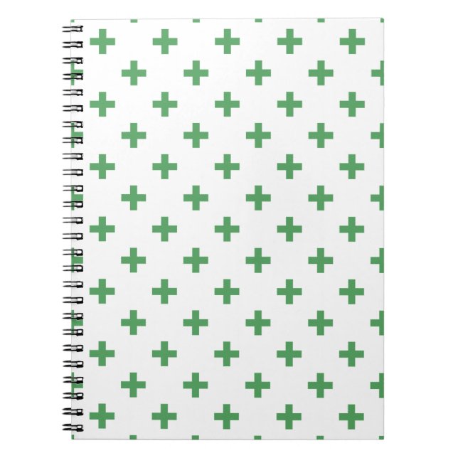 Cuaderno Cruces de polka verde sobre blanco (Frente)
