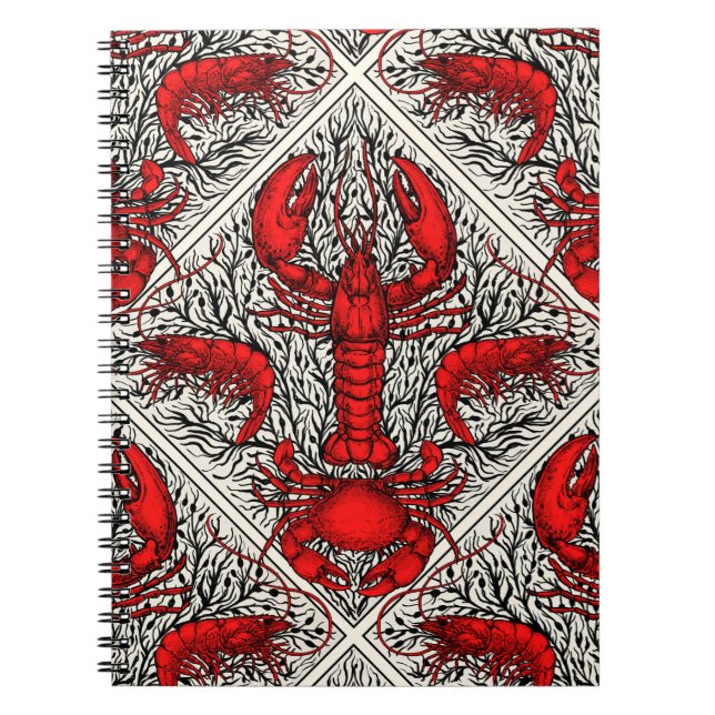 Cuaderno Crustáceo en rojo, negro y marfil (Frente)