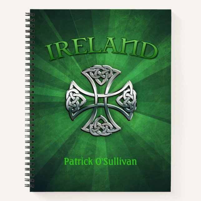 Cuaderno Cruz celta de Irlanda personalizada (Anverso)