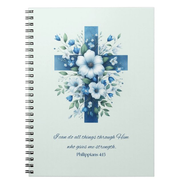 Cuaderno Cruz con Flores Filipenses 4:13 (Frente)