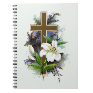 Cuaderno Cruz cristiana dorada