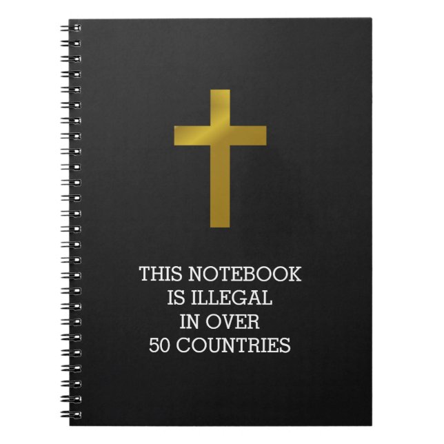 Cuaderno Cruz cristiana - Ilegal en más de 50 países (Frente)