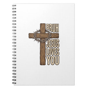 Cuaderno Cruz de Bruh Jesús te Ama Vintage Cristiano Vecto