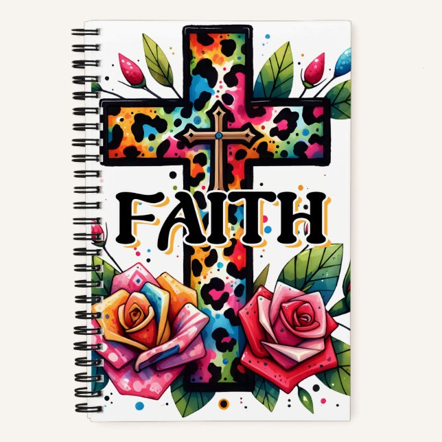 Cuaderno Cruz de fe del arcoiris cristiano (Anverso)