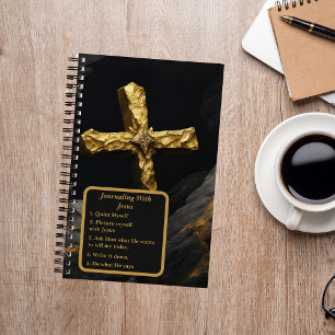 Cuaderno Cruz de oro en Black Christian Journal