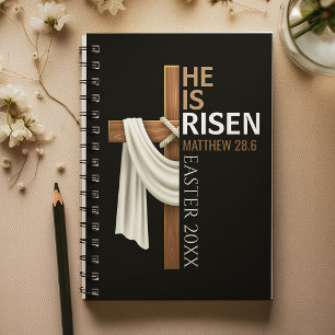 Cuaderno Cruz de Pascua Vintage Personalizada Él ha Resucit
