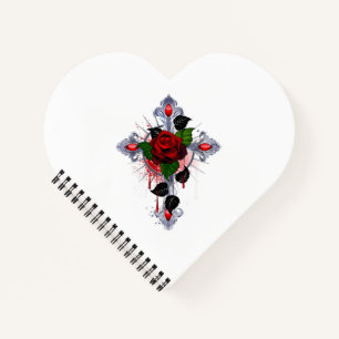 Cuaderno Cruz de Plata con una Rosa Roja