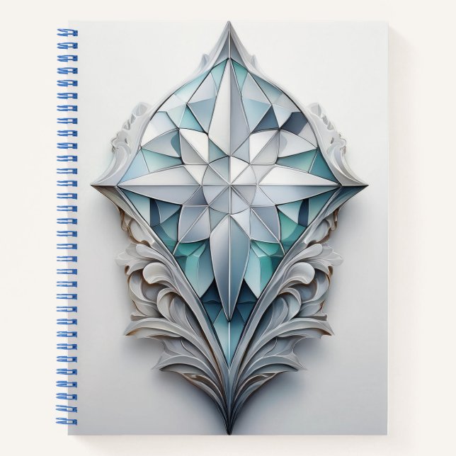 Cuaderno Cruz decorativa geométrica azul (Anverso)