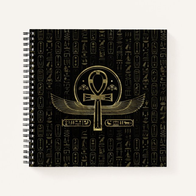 Cuaderno Cruz egipcia - Ankh - Oro y negro (Anverso)