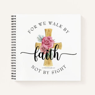Cuaderno Cruz floral rosa elegante