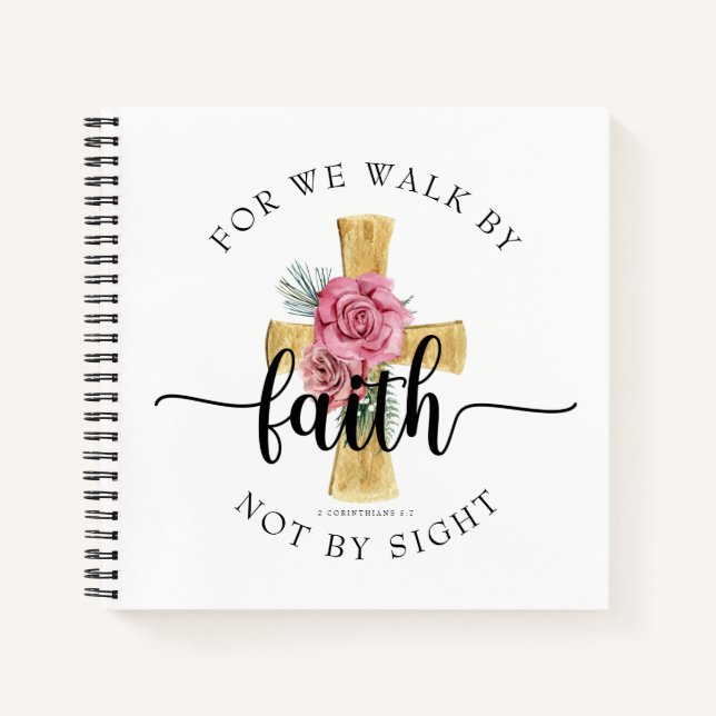 Cuaderno Cruz floral rosa elegante (Anverso)