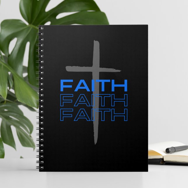 Cuaderno .Cruz gris con palabra de fe azul (Subido por el creador)