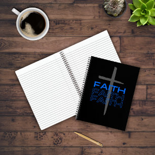 Cuaderno Cruz gris con palabra de fe azul