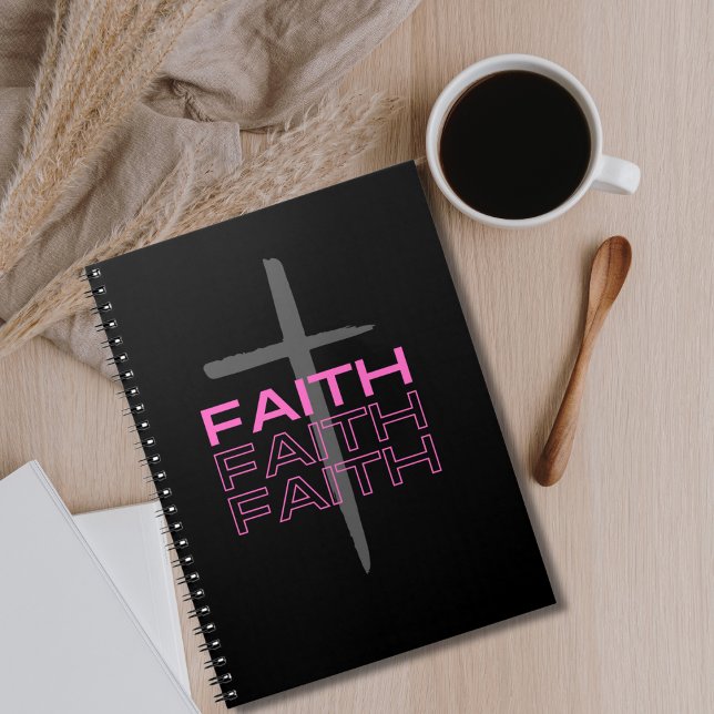 Cuaderno Cruz gris con palabra de fe rosa (Subido por el creador)