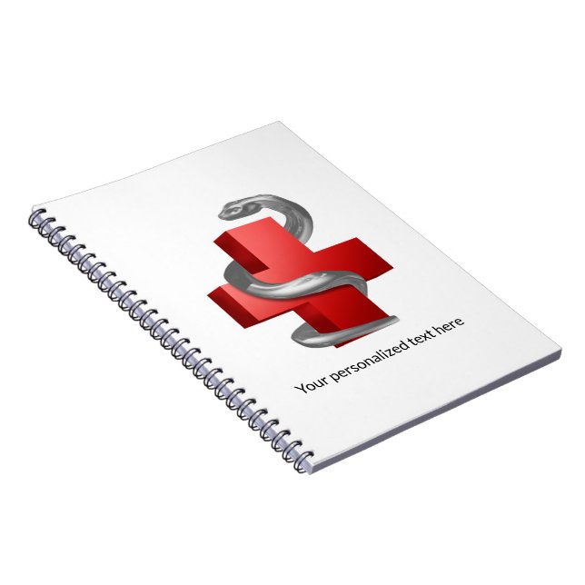 Cuaderno Cruz Médica Roja Símbolo Serpiente de Plata (Lado Derecho)