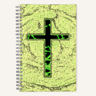 CUADERNO CRUZ NEGRA Y VERDE CON FONDO DE MÁRMOL