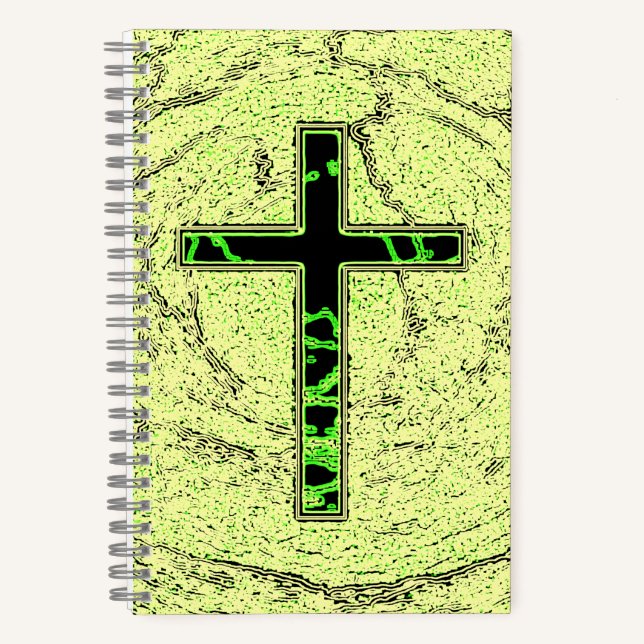 CUADERNO CRUZ NEGRA Y VERDE CON FONDO DE MÁRMOL (Anverso)