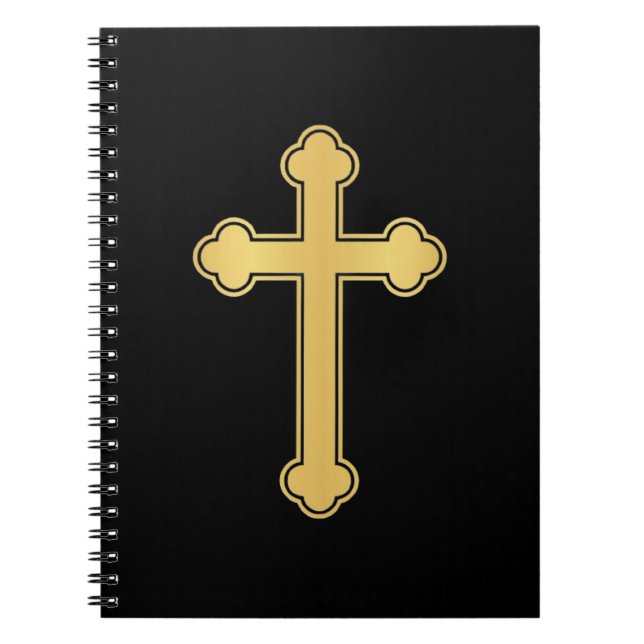 Cuaderno Cruz ortodoxa de oro elegante (Frente)