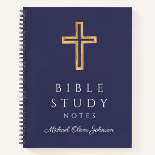 Cuaderno Cruz religiosa azul de la Marina Personalizada